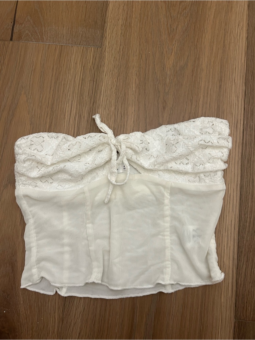 beginning boutique White Lace Strapless Bustier Top